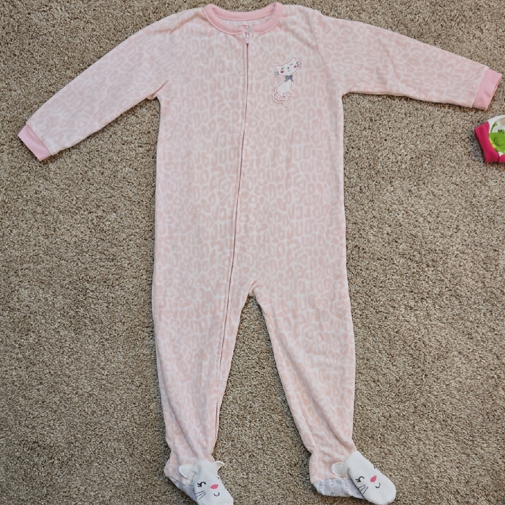 Pink Leapard Cat Kids One Piece Pajama